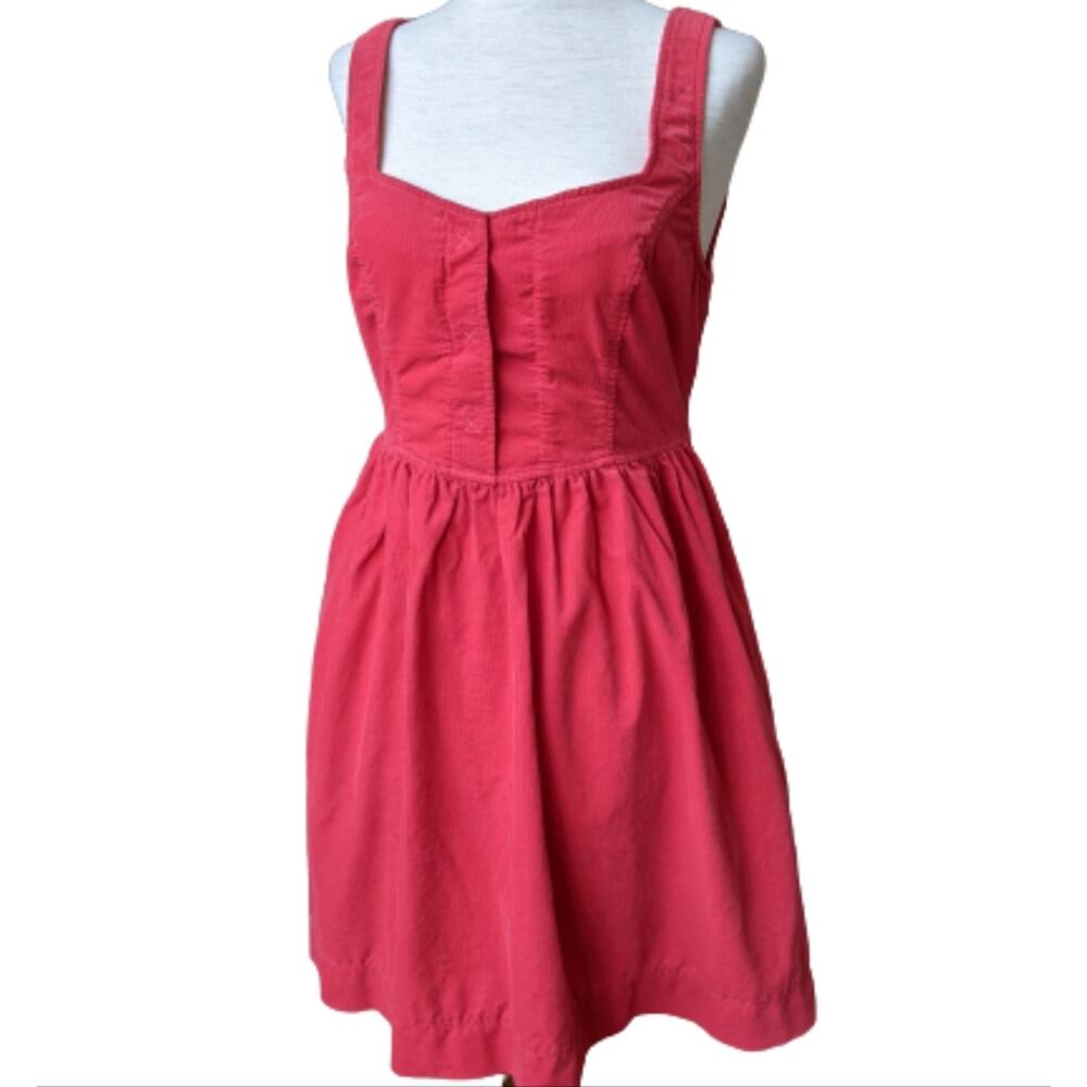 Maeve Anthropology Red Corduroy Sleeveless Dress Size 2